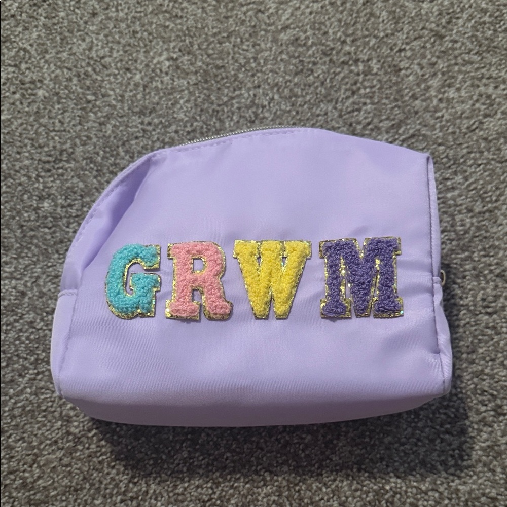 Lavender Cosmetic Pouch with Colorful Letters